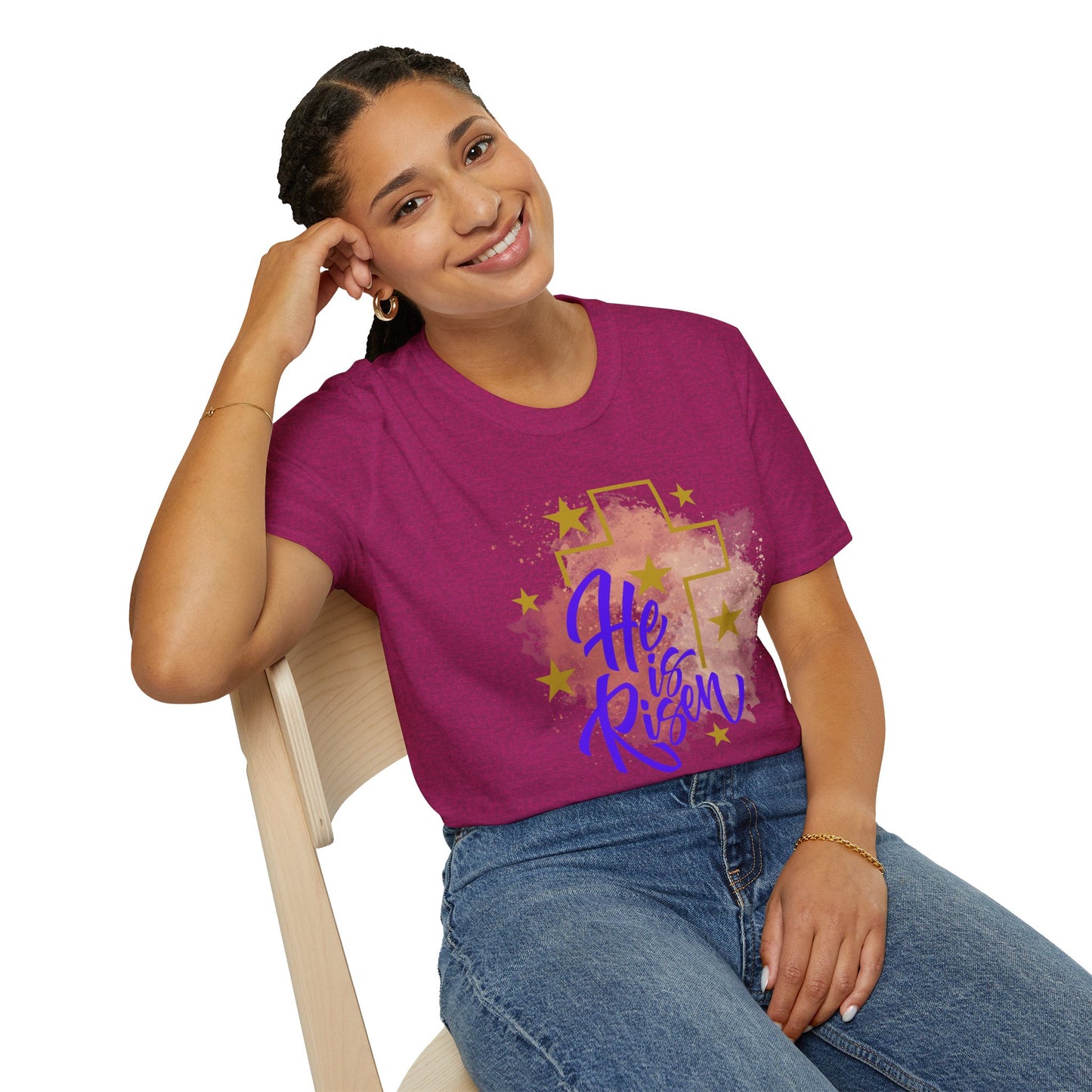 Christian Easter Unisex T-Shirt - He is Risen Cross Custom Graphic Tee