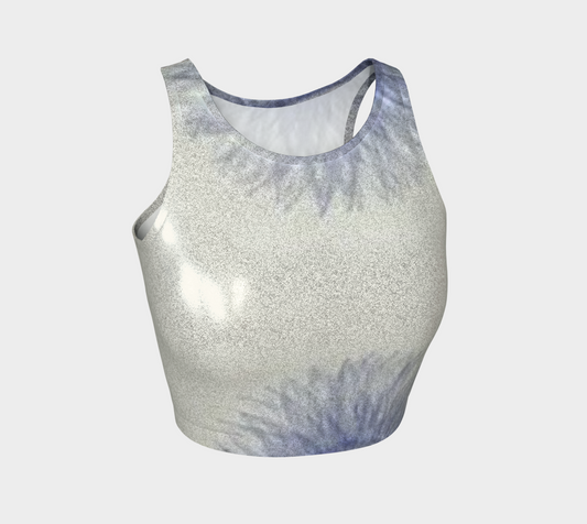 Handcrafted Blue Sunflower Glitter Crop Top Racer Back For Women- Made In Canada