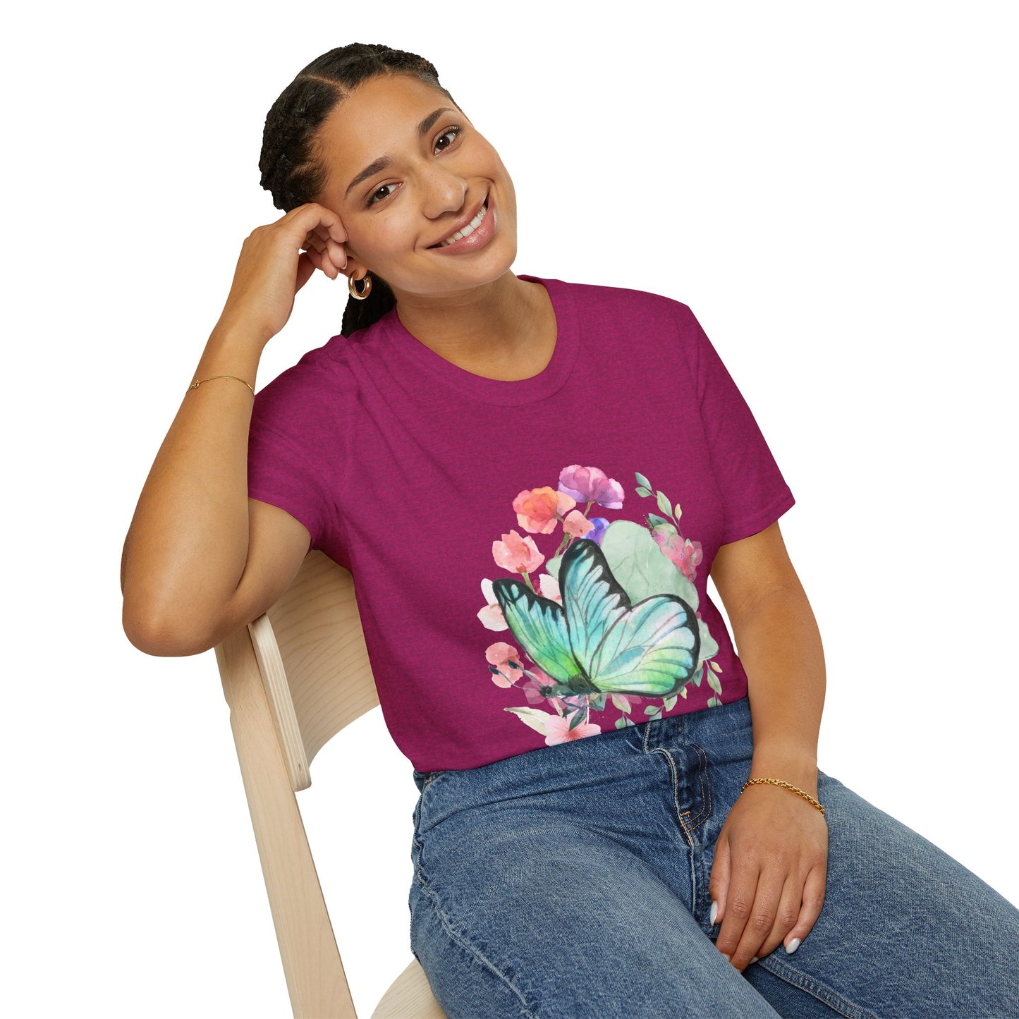 Butterfly Floral Unisex T-Shirt - Nature-Inspired Soft Custom Graphic Tee