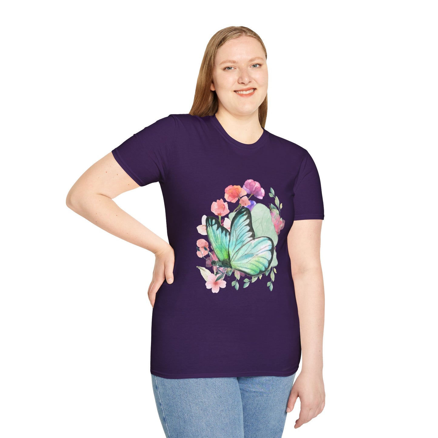 Butterfly Floral Unisex T-Shirt - Nature-Inspired Soft Custom Graphic Tee