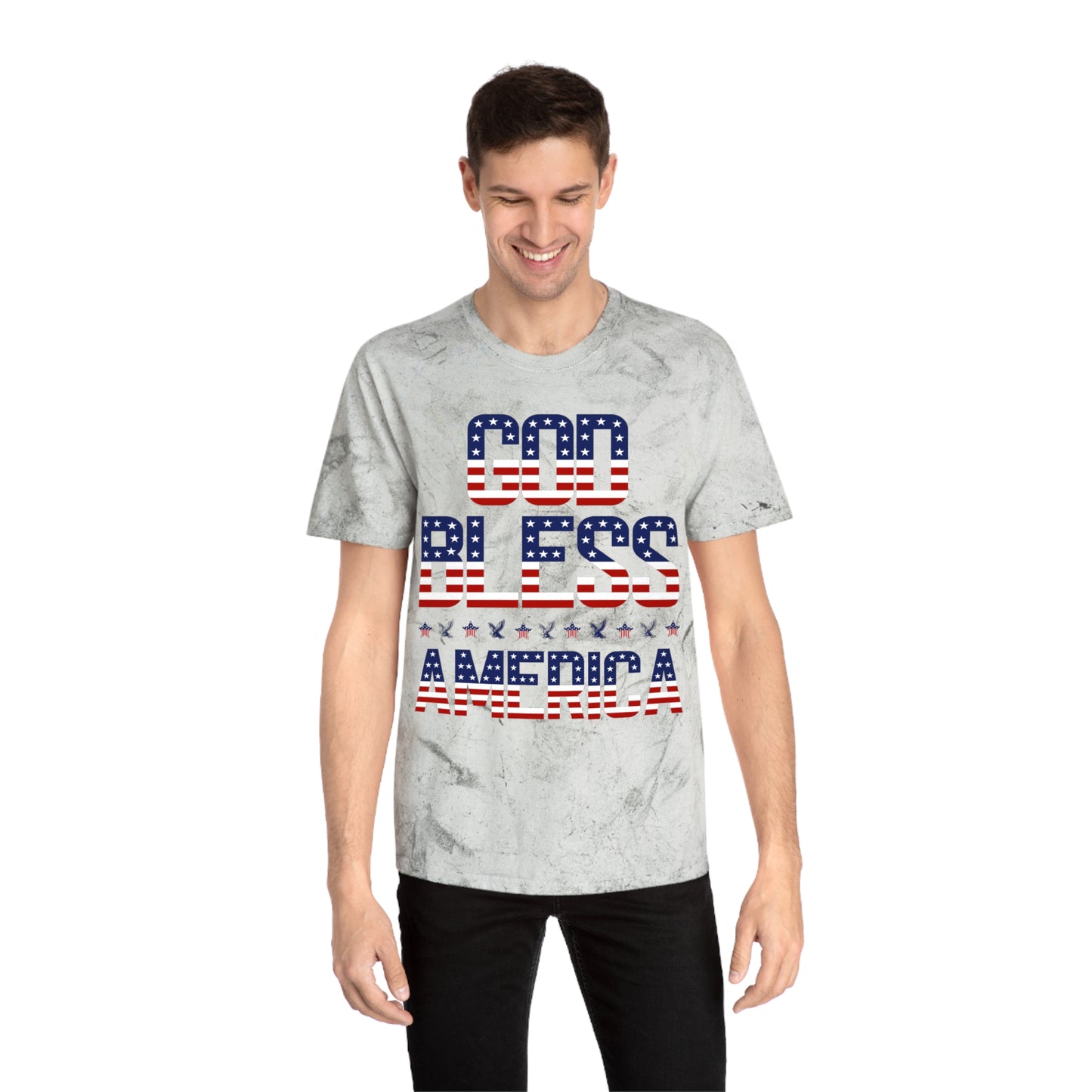 Premium USA Patriotic Color Blast T-Shirt (God Bless America)
