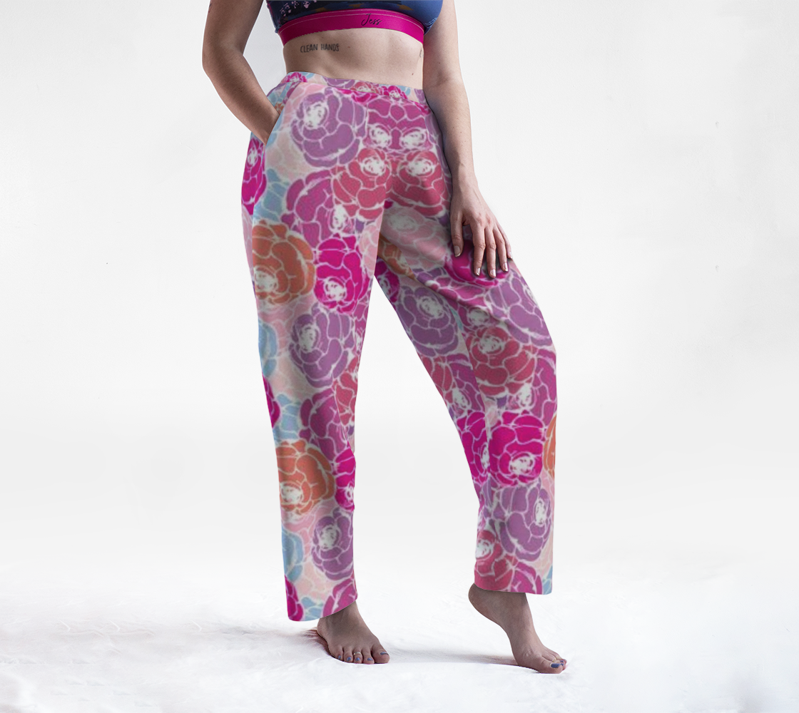 Custom Handsewn Rose Bouquets Lounge Pants For Teen Girls and Women- Made In Canada
