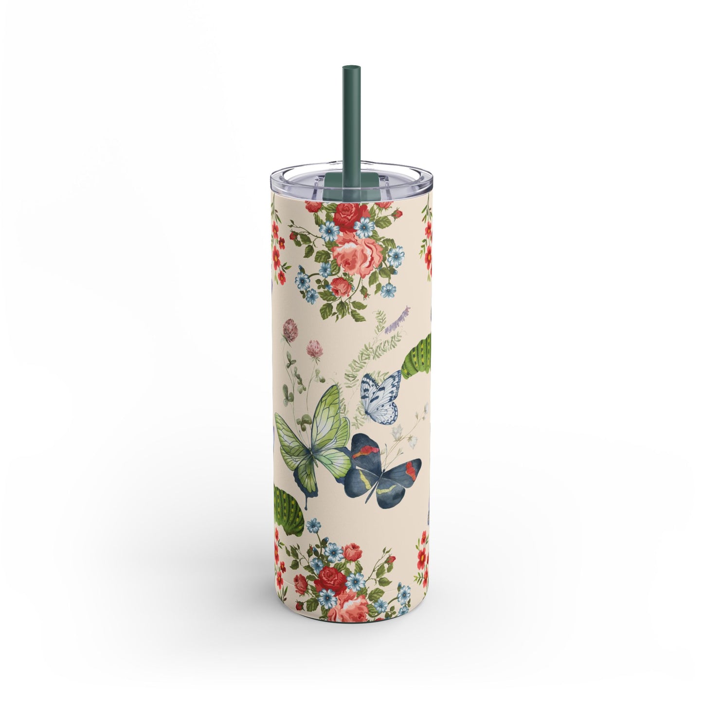 Tumbler: Floral Butterfly 20oz Skinny Drinkware for Eco-Friendly Hydration