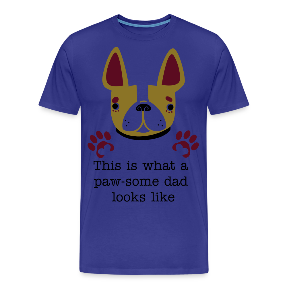 Men’s Premium Organic T-Shirt- Pawsome Dad T-Shirt| Dog Lovers Tee - royal blue