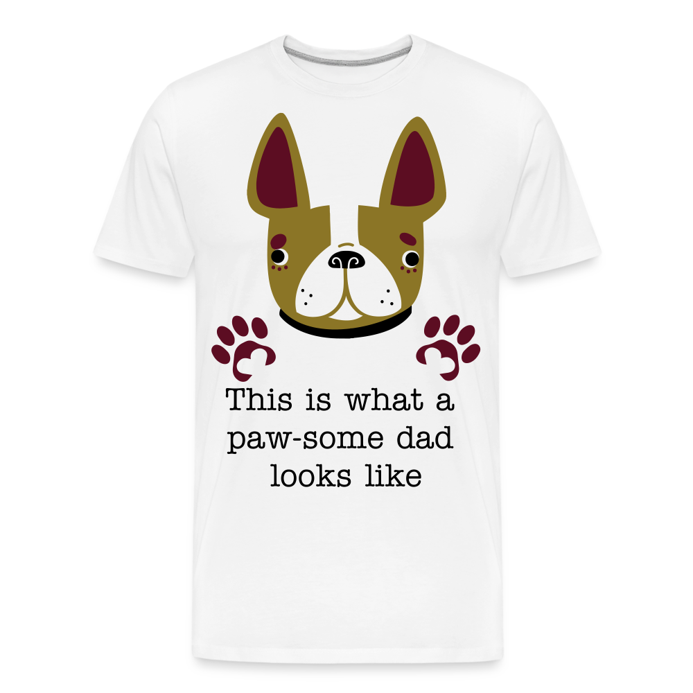 Men’s Premium Organic T-Shirt- Pawsome Dad T-Shirt| Dog Lovers Tee - white