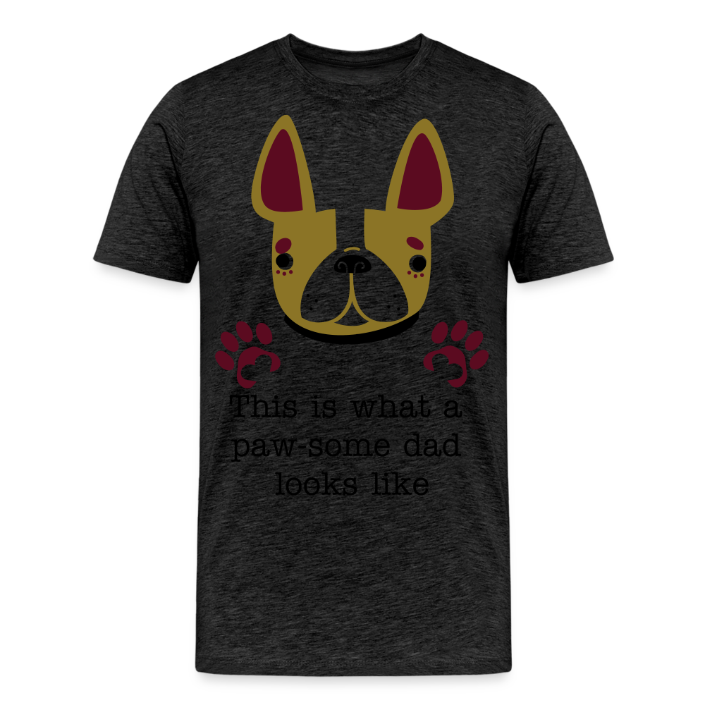 Men’s Premium Organic T-Shirt- Pawsome Dad T-Shirt| Dog Lovers Tee - charcoal grey