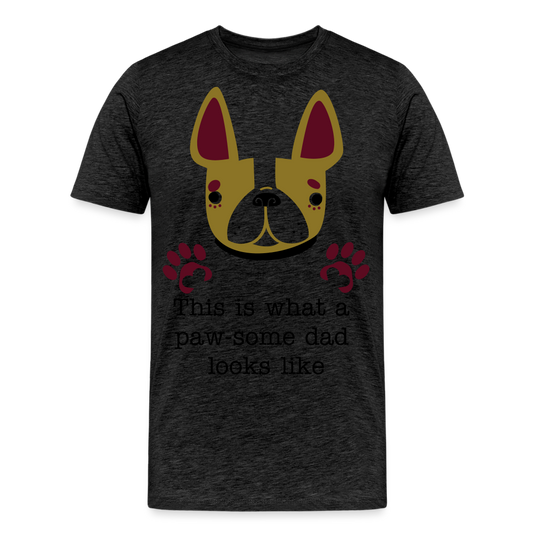 Men’s Premium Organic T-Shirt- Pawsome Dad T-Shirt| Dog Lovers Tee - charcoal grey