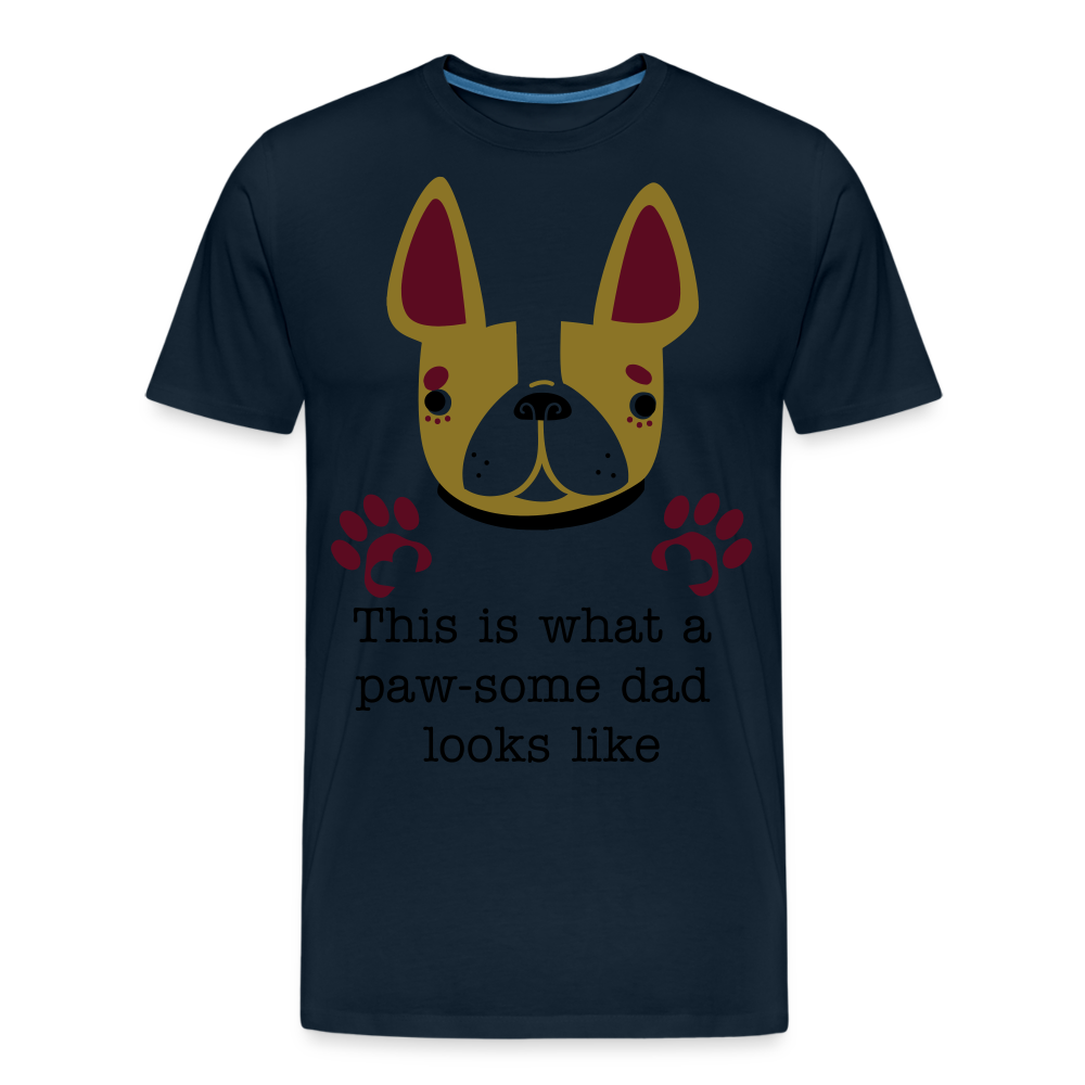 Men’s Premium Organic T-Shirt- Pawsome Dad T-Shirt| Dog Lovers Tee - deep navy