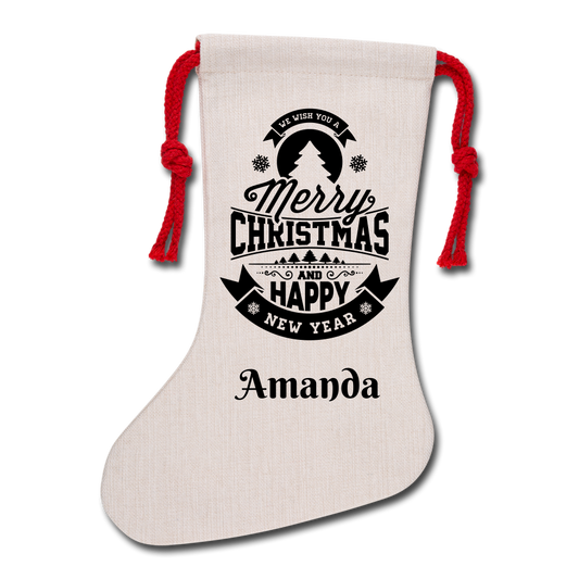 Personalized Holiday Stocking| Unique Merry Christmas Gift Custom Stuffing - natural