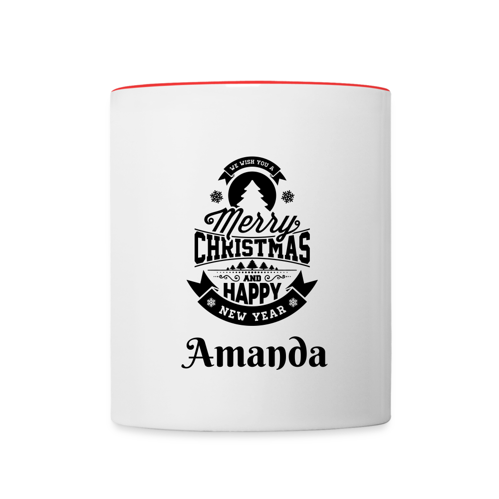 Personalized Contrast Coffee Mug| Christmas and New Year Greeting Mugs - white/red