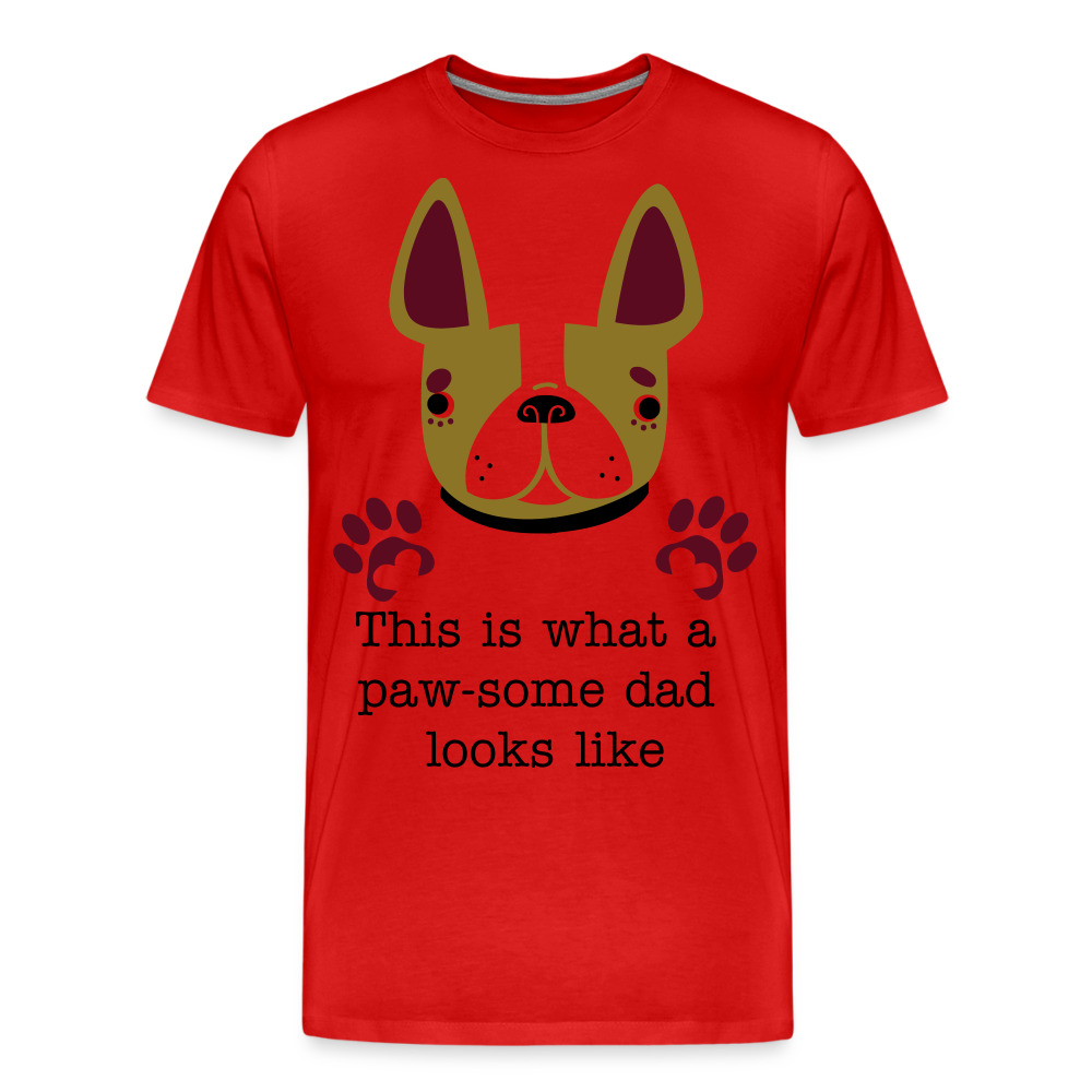 Men’s Premium Organic T-Shirt- Pawsome Dad T-Shirt| Dog Lovers Tee - red
