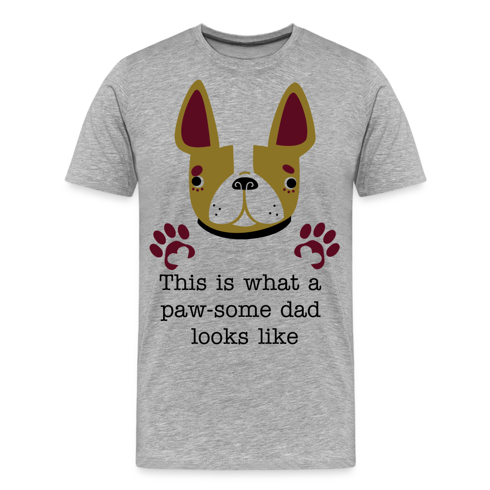 Men’s Premium Organic T-Shirt- Pawsome Dad T-Shirt| Dog Lovers Tee - heather gray