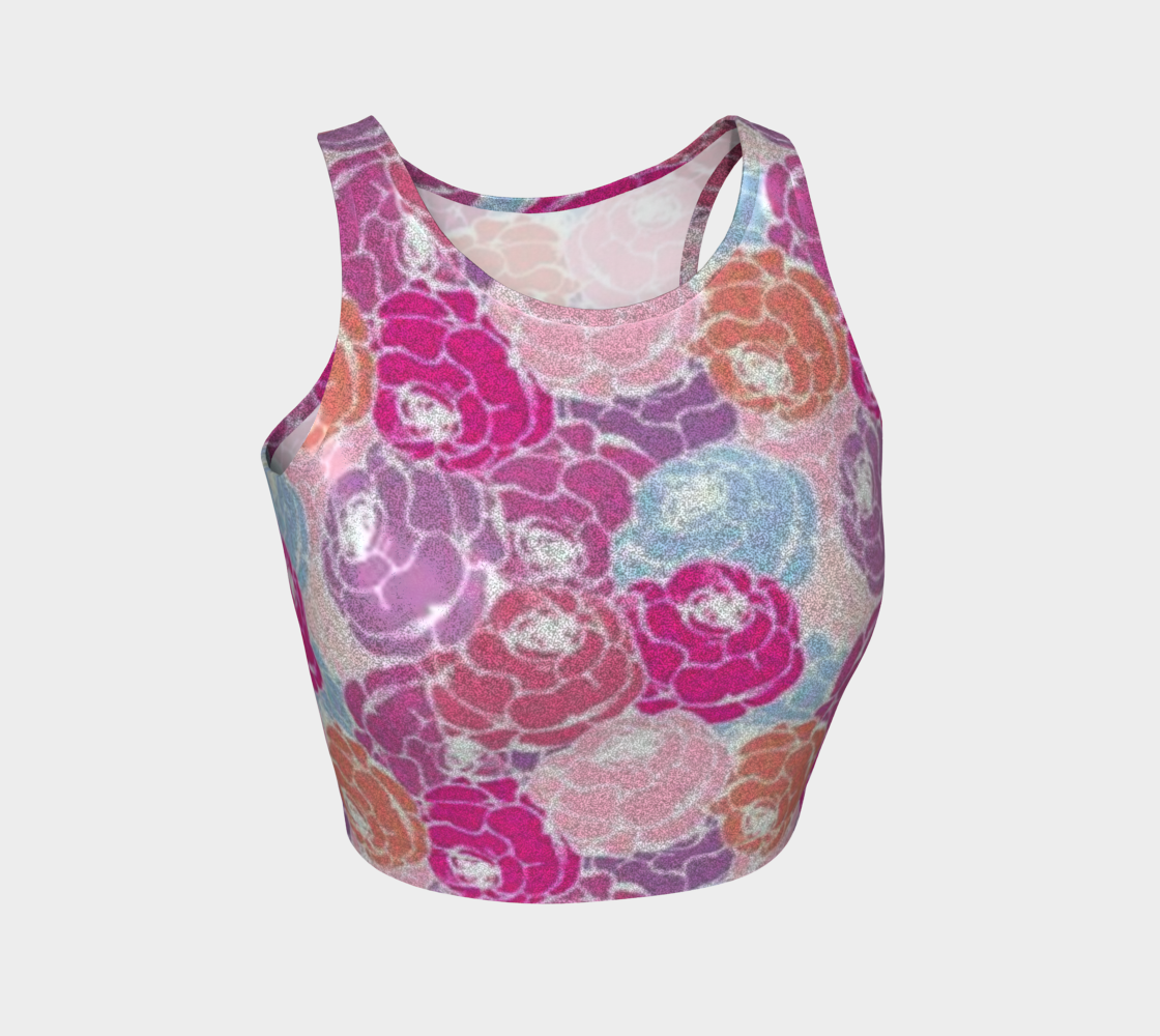 Handcrafted Rose Bouquet Glitter Crop Top Racer Back For Women- Made In Canada