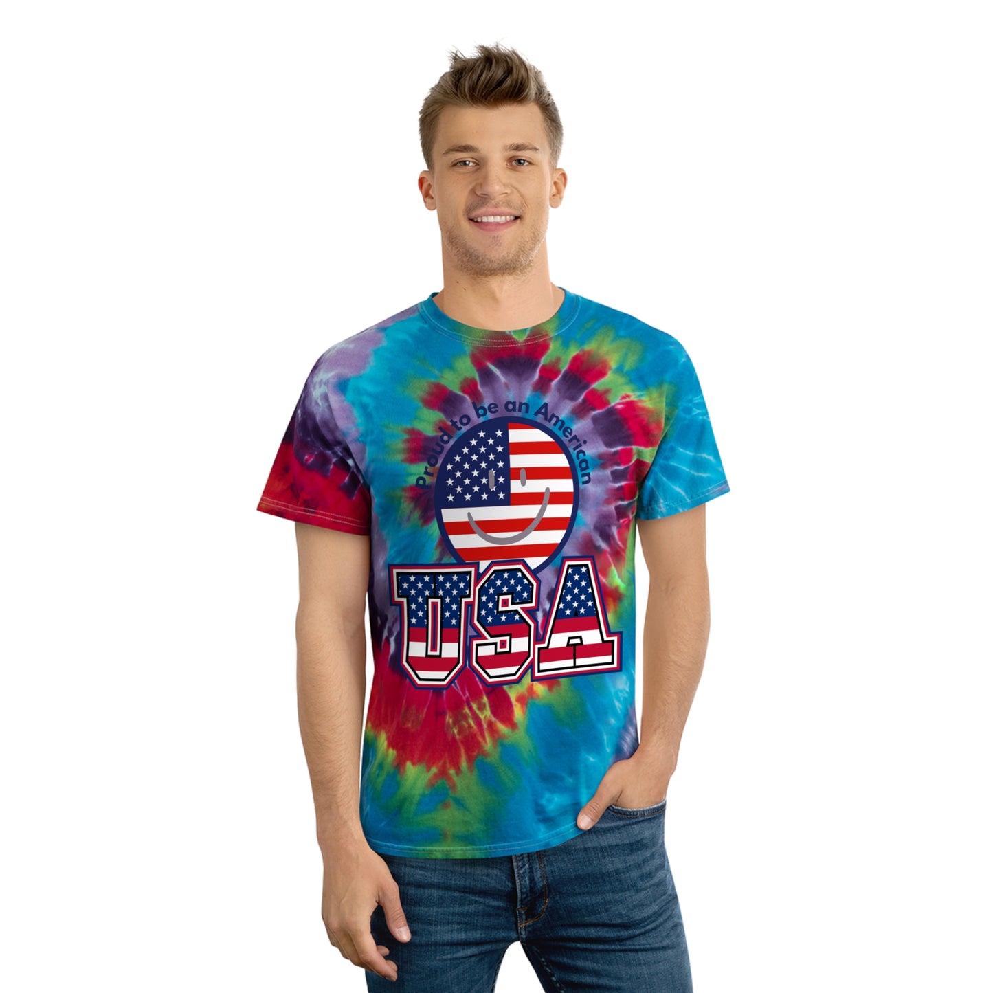 USA Flag Tie-Dye T-Shirt (Proud To Be An American)