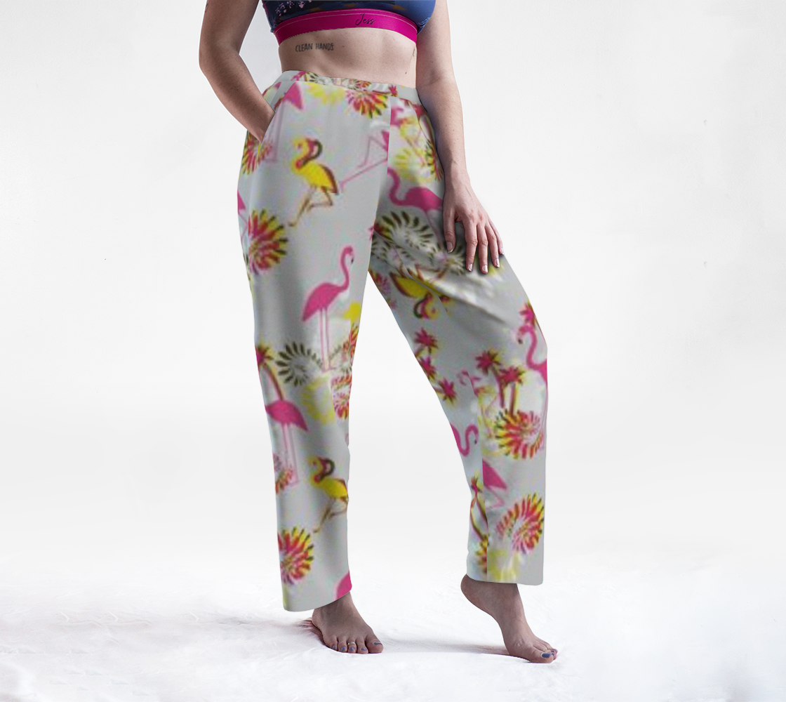 Custom Handsewn Pink Flamingo Lounge Pants For Teen Girls and Women- Made In Canada