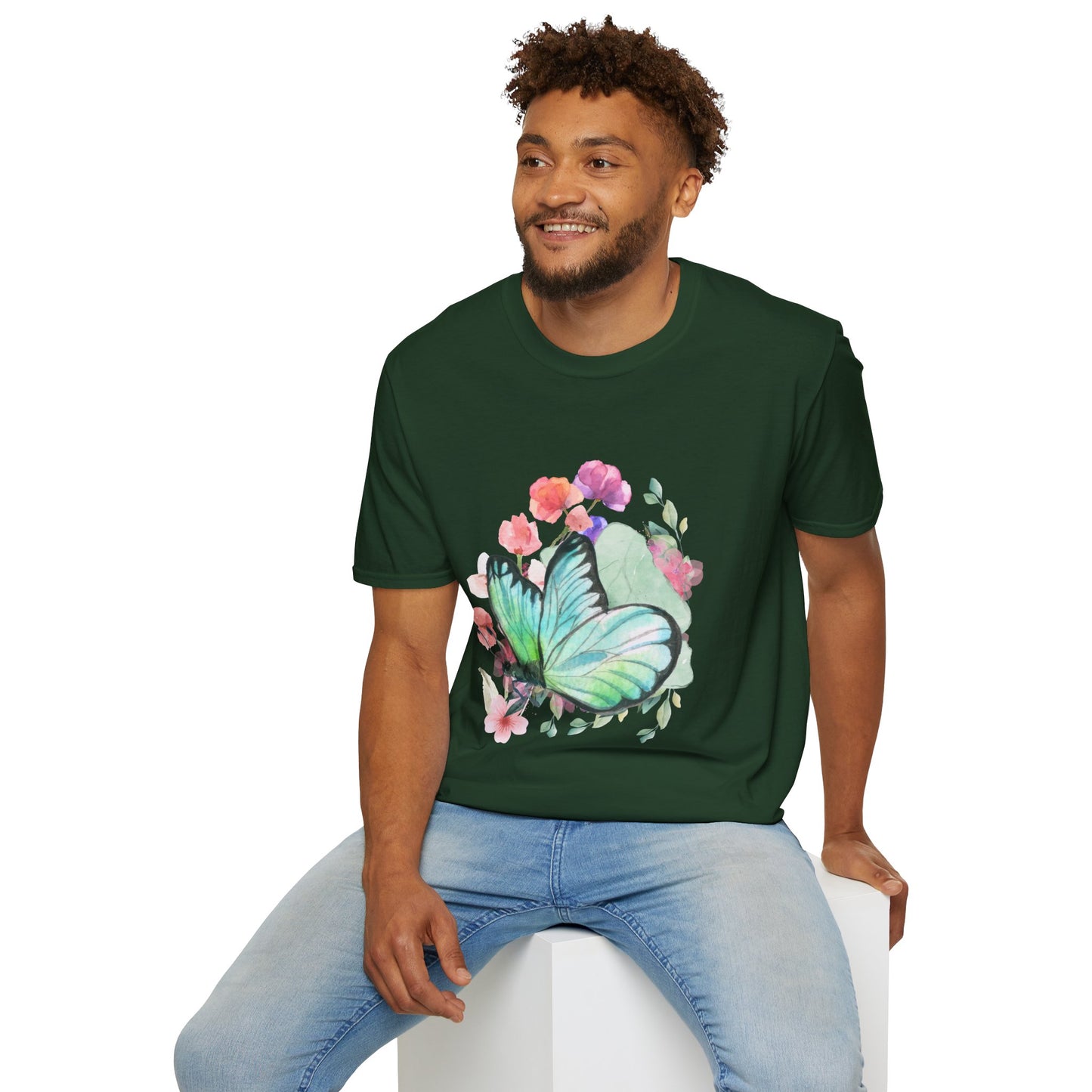 Butterfly Floral Unisex T-Shirt - Nature-Inspired Soft Custom Graphic Tee