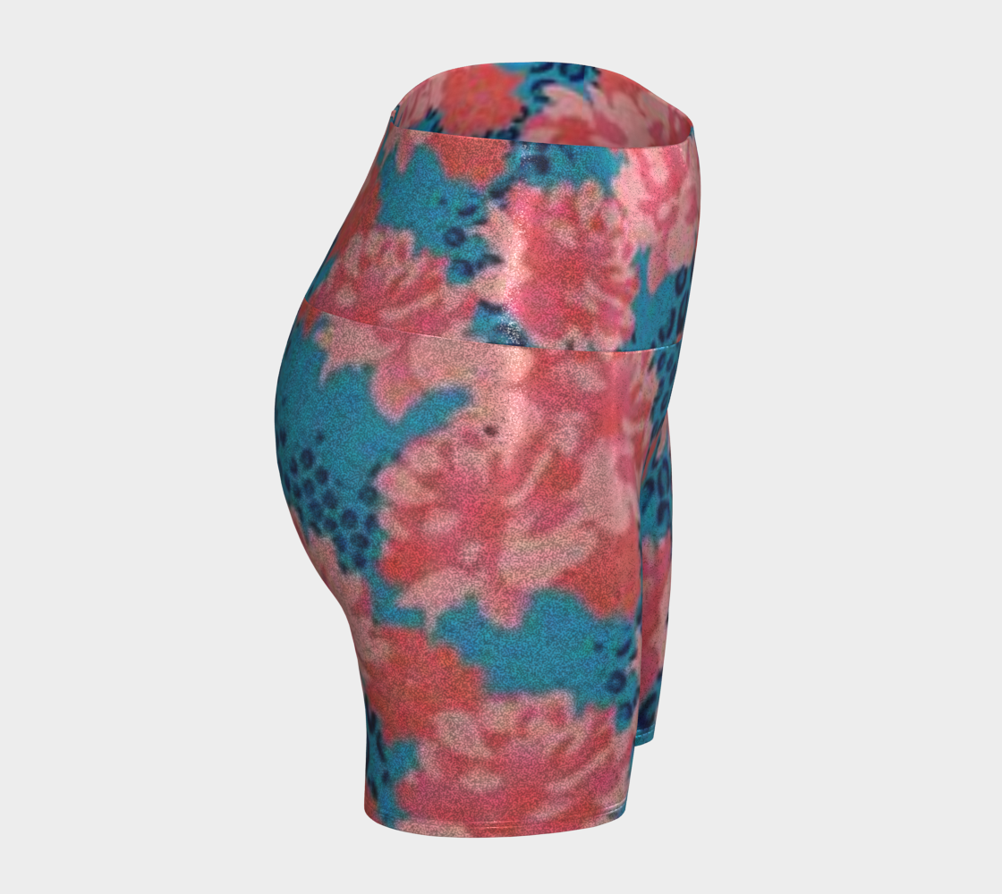 Custom Handsewn Glitter Sport and Fitness Shorts for Women, Teen Girls, and Moms-Flowery Leopard Pattern, Made In Canada