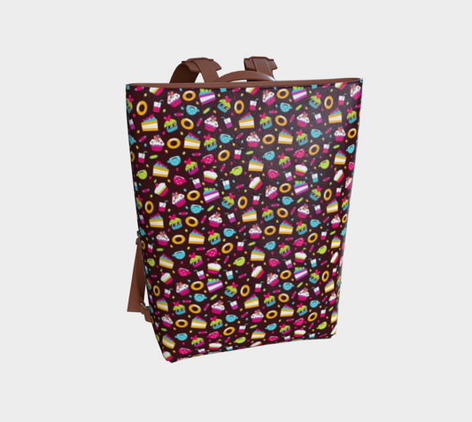 Custom Vegan Leather Backpack-Birthday Treats Pattern