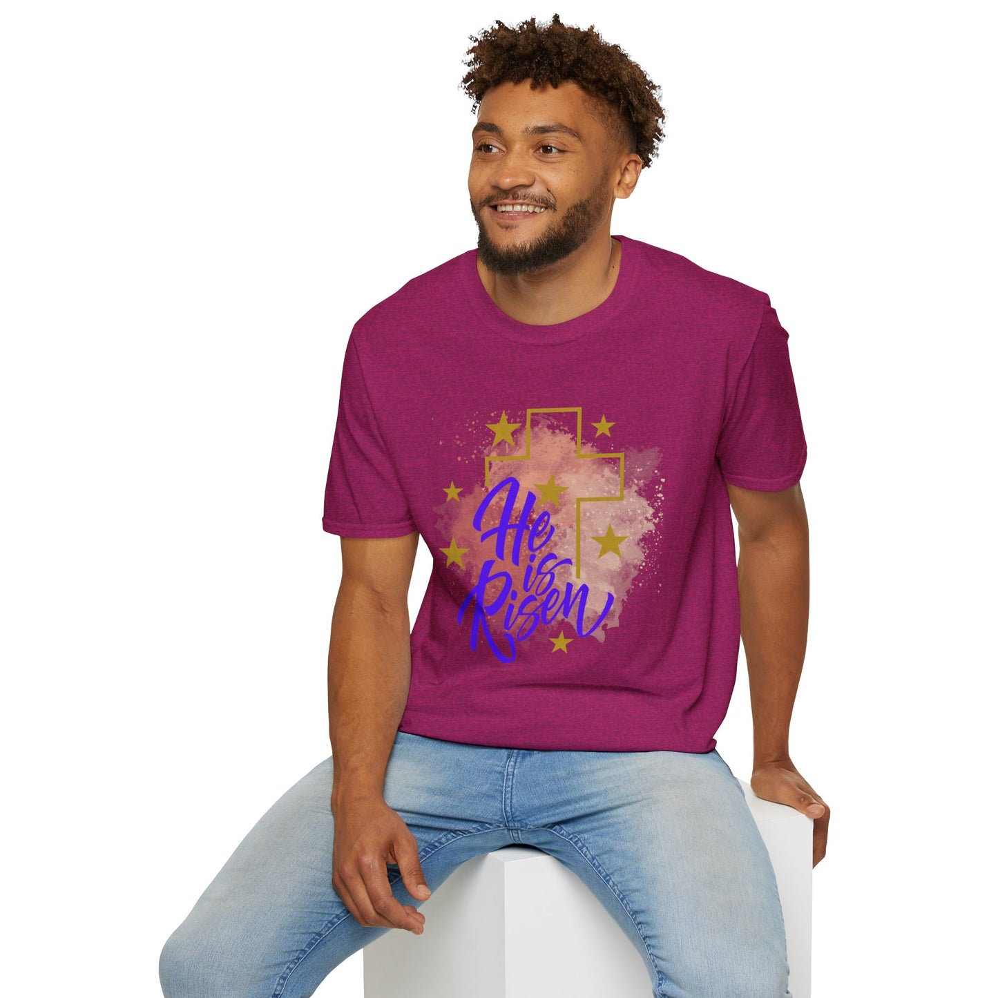 Christian Easter Unisex T-Shirt - He is Risen Cross Custom Graphic Tee