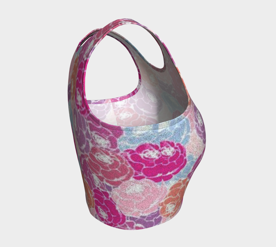 Handcrafted Rose Bouquet Glitter Crop Top Racer Back For Women- Made In Canada