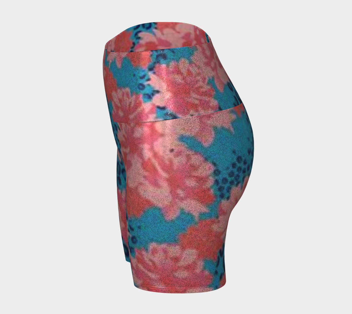 Custom Handsewn Glitter Sport and Fitness Shorts for Women, Teen Girls, and Moms-Flowery Leopard Pattern, Made In Canada