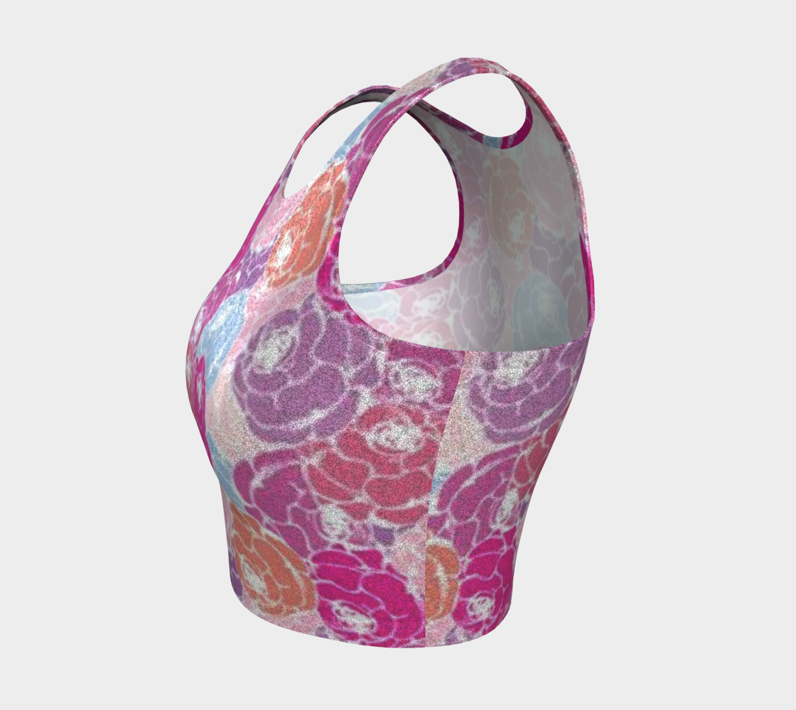 Handcrafted Rose Bouquet Glitter Crop Top Racer Back For Women- Made In Canada