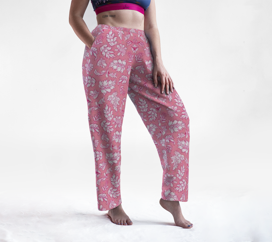 Custom Handsewn Rose Leaves Lounge Pants For Teen Girls and Women- Made In Canada