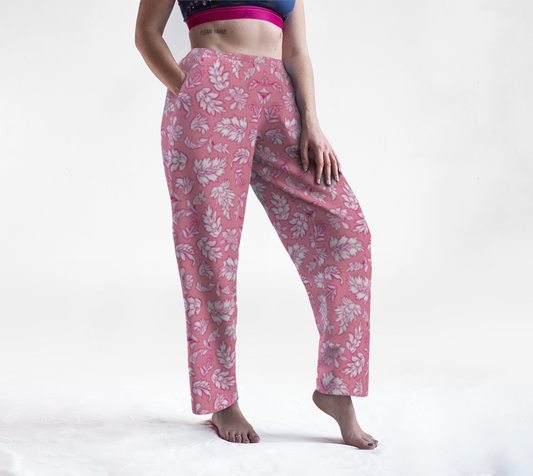 Custom Handsewn Rose Leaves Lounge Pants For Teen Girls and Women- Made In Canada