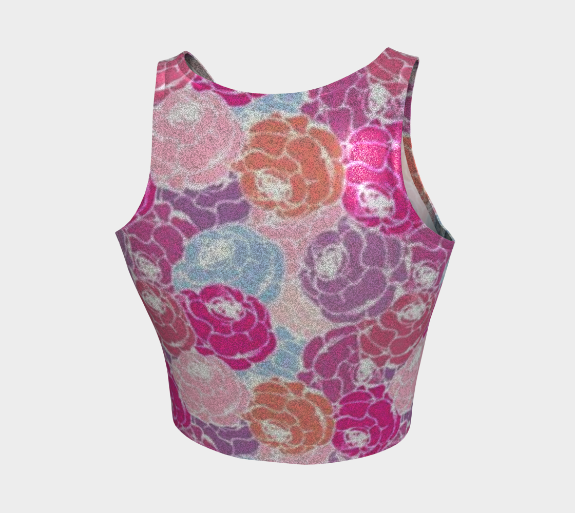 Handcrafted Rose Bouquet Glitter Crop Top Racer Back For Women- Made In Canada