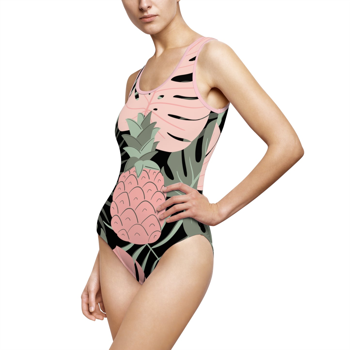 Leafy Print One-Piece Swimsuit For Women