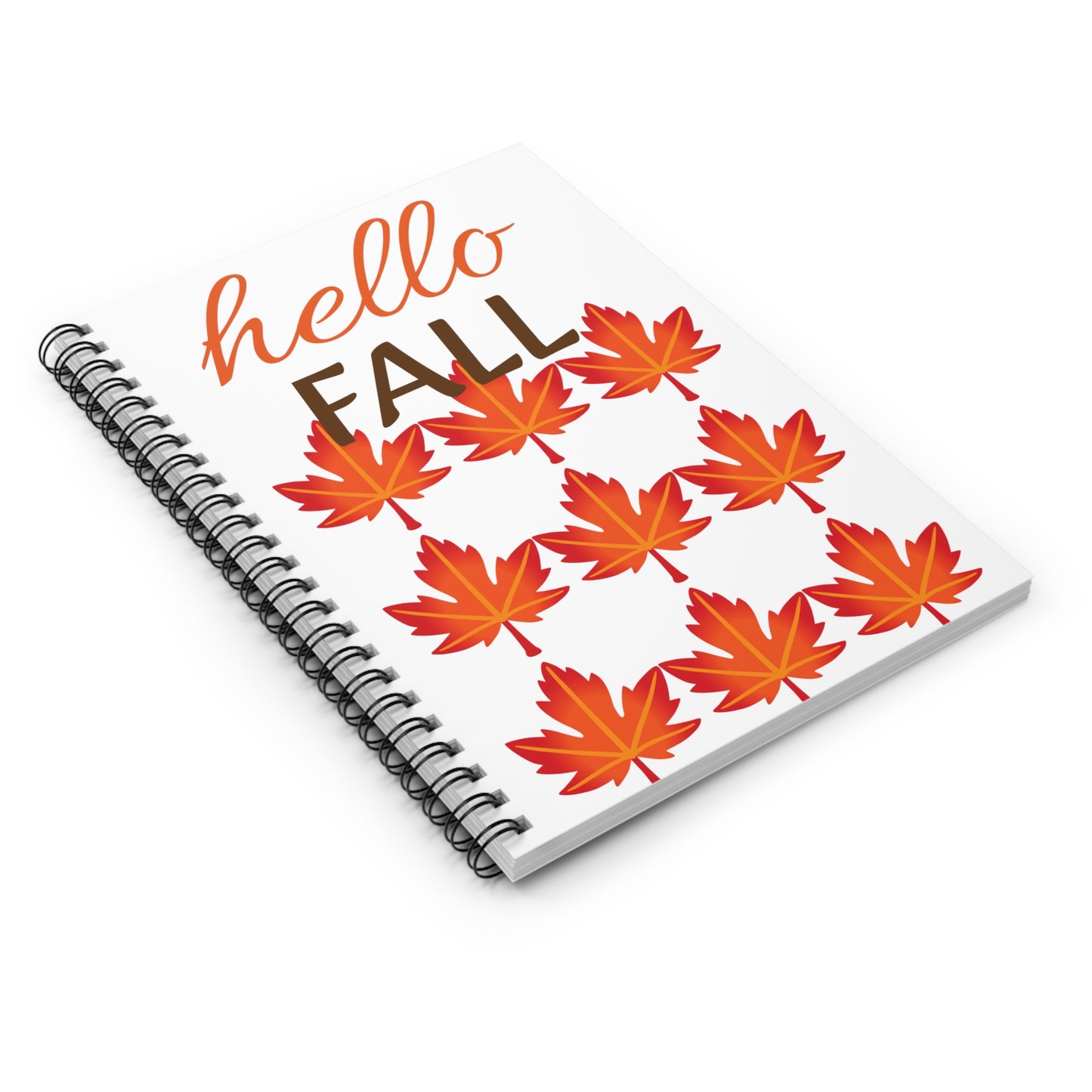 Spiral Notebook, Hello Fall Journal, Ruled Line Self Reflection Jotter