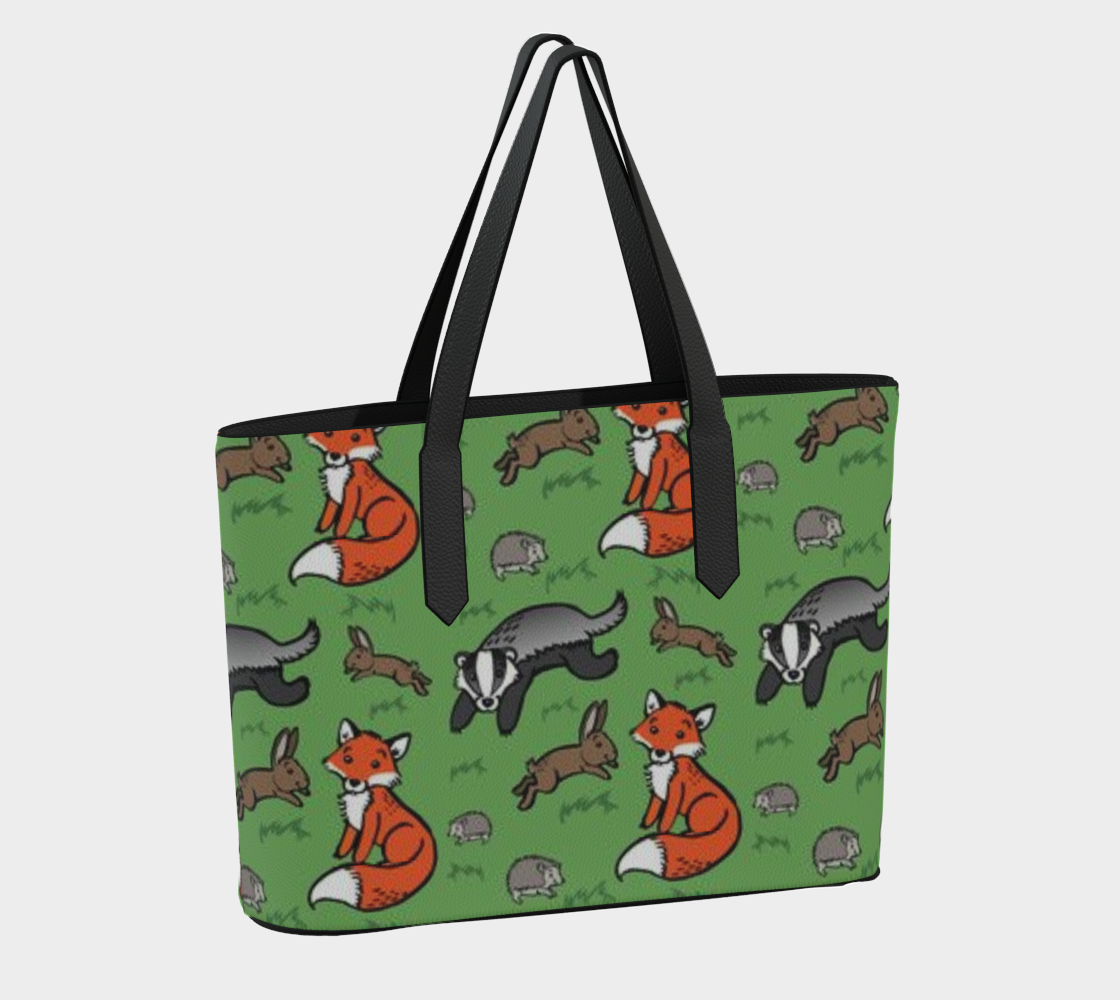 Custom Fox Print Vegan Leather Bag for Women
