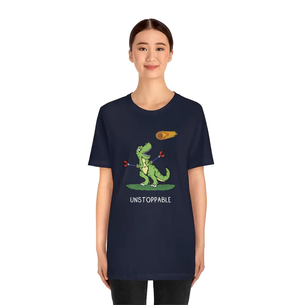 Unstoppable T-rex Funny Animal Graphic Shirt. Unisex Motivational Tee