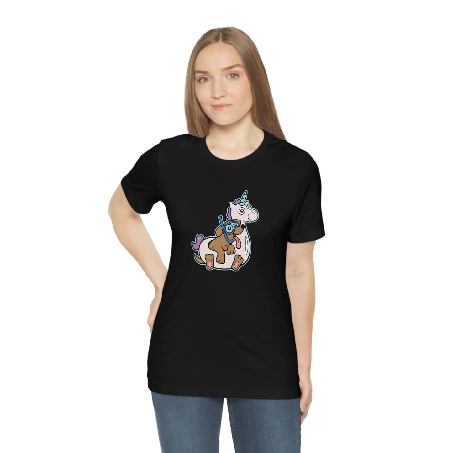 Funny Graphic T- Shirt-Unicorn Floatie Dog