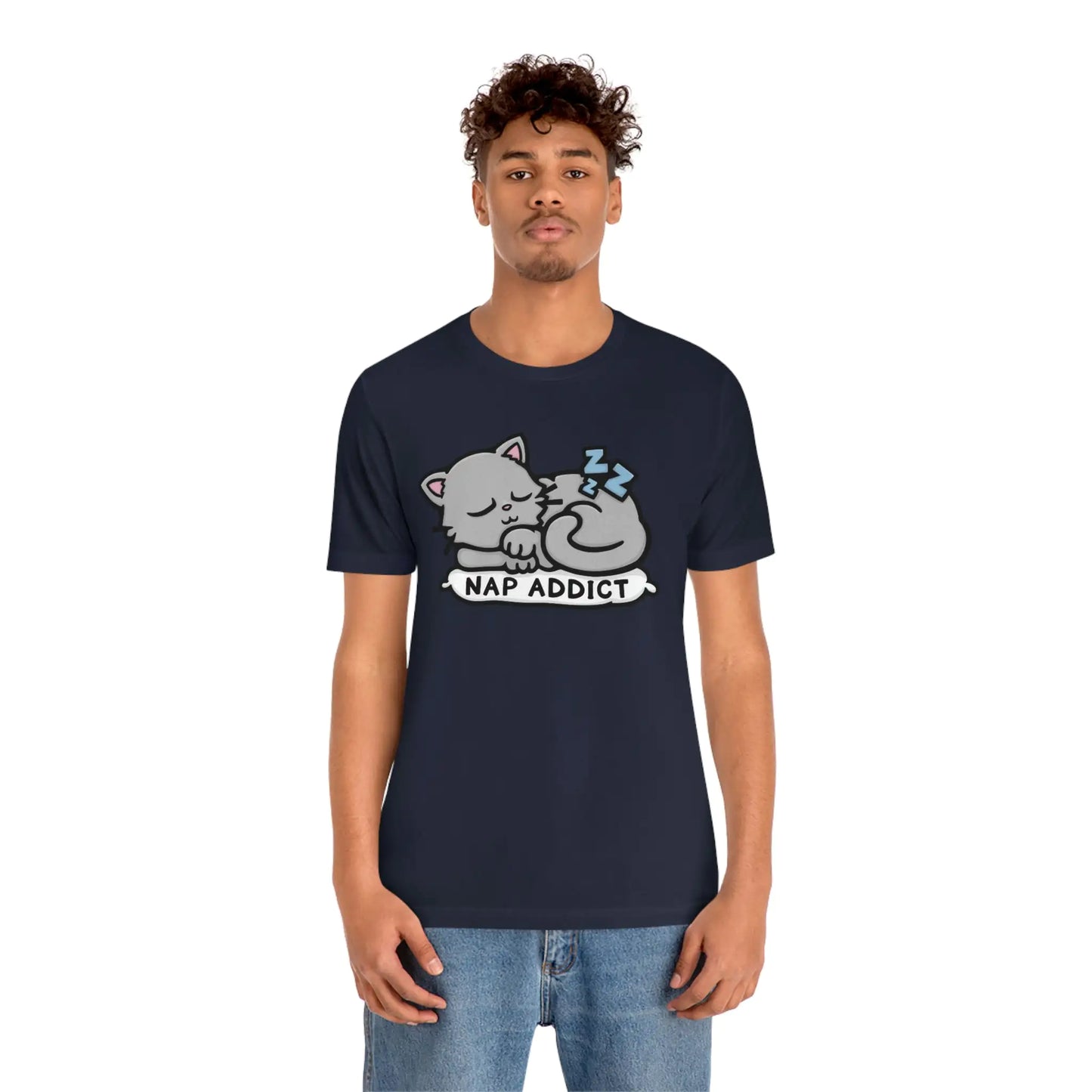 Funny Graphic T-Shirt- Nap Addict Cat