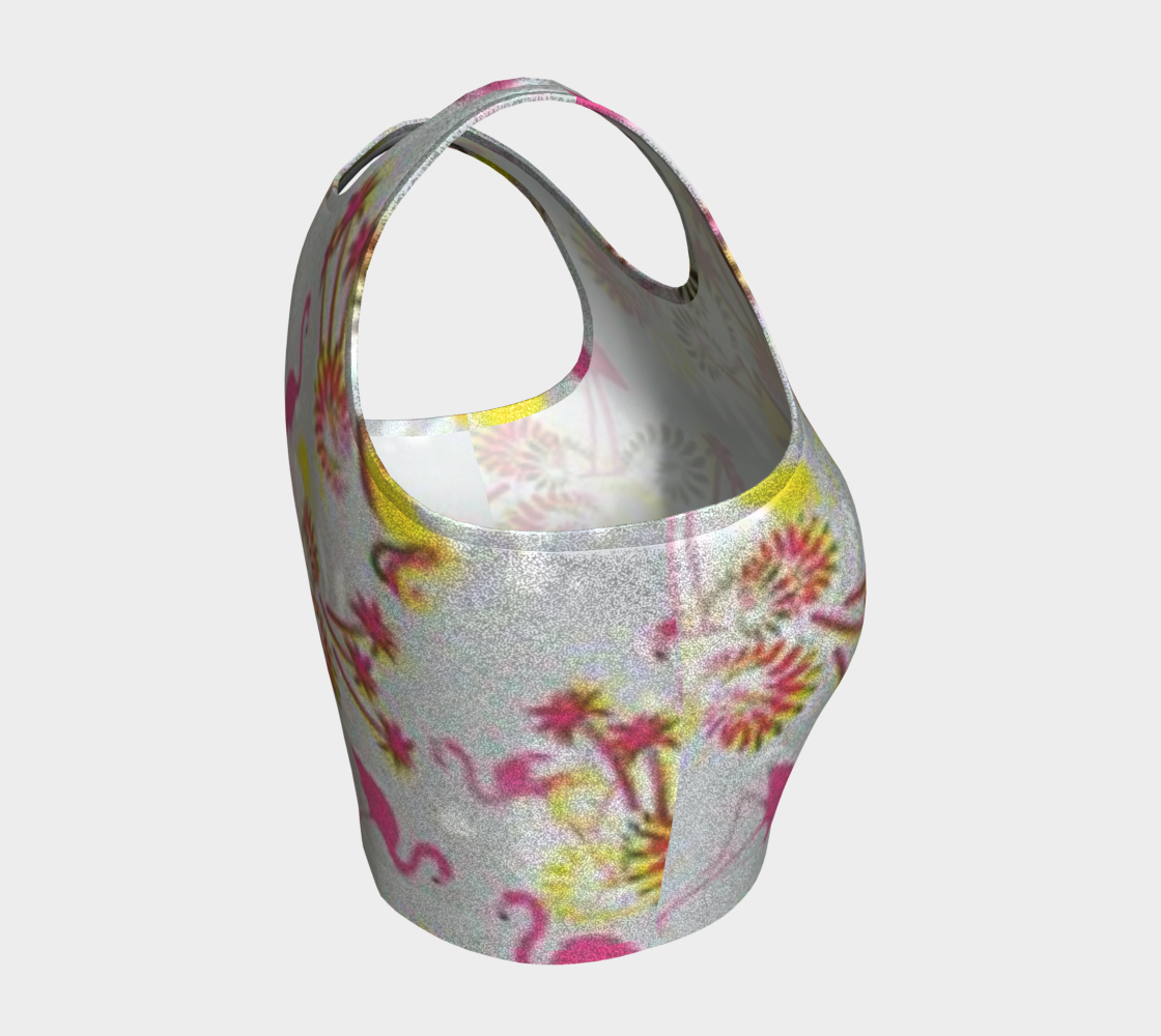 Handcrafted Flamingo Glitter Crop Top Racer Back For Women- Made In Canada