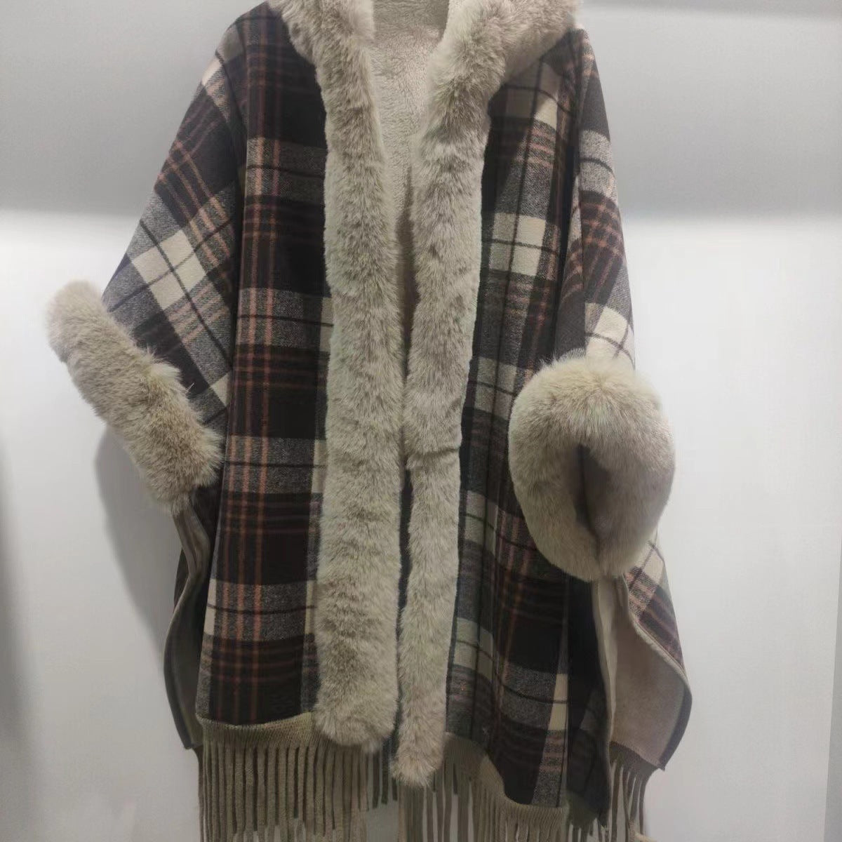 Plaid, Thickened Winter Shawl For Women