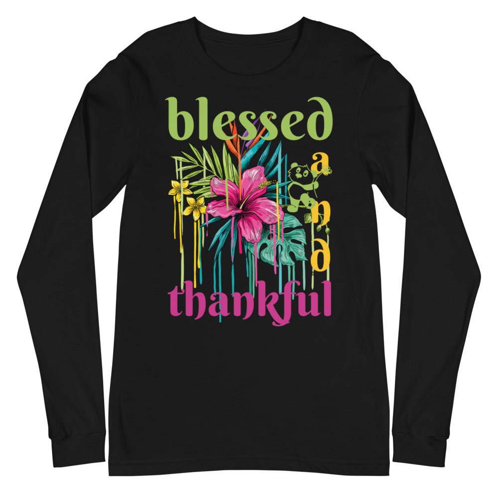 Blessed and Thankful Unisex Long Sleeve Tee. Thanksgiving T Shirt. Gifts for Friends and Loved Ones. Holiday Gifts for Women and Men. Tees for Every Occasion - reallyposhgifts