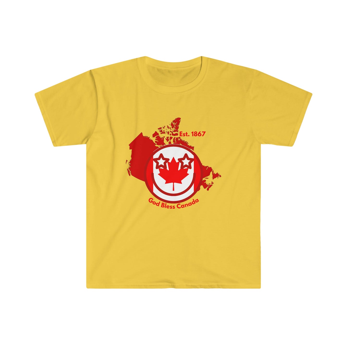 Canada Flag Happy Face Unisex T - Shirt For Patriots - reallyposhgifts