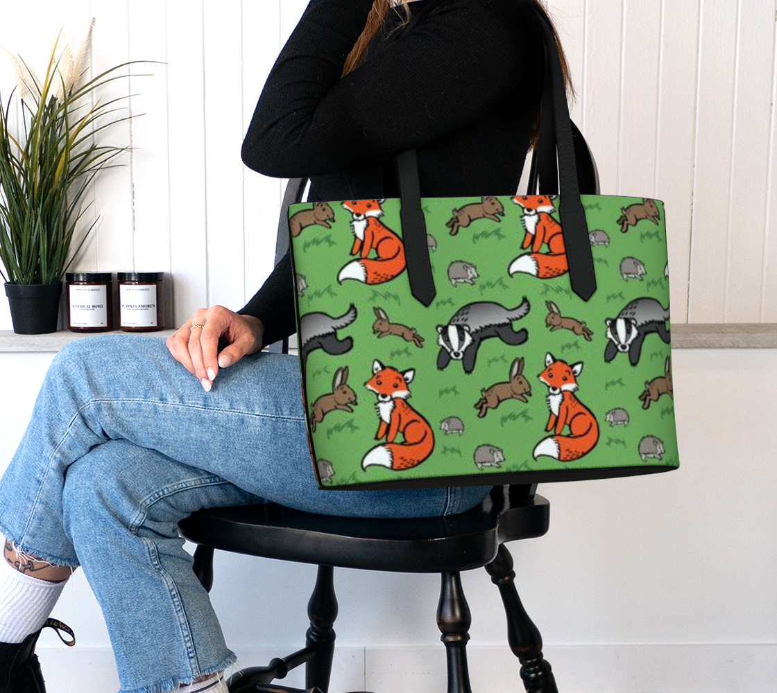 Custom Fox Print Vegan Leather Bag for Women