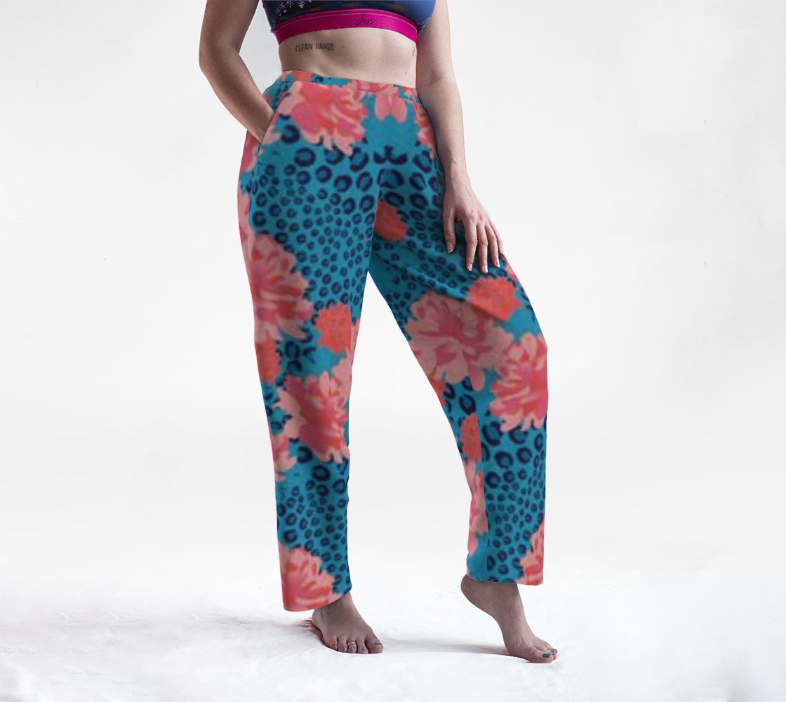 Custom Handsewn Flowery Leopard Lounge Pants For Teen Girls and Women- Made In Canada