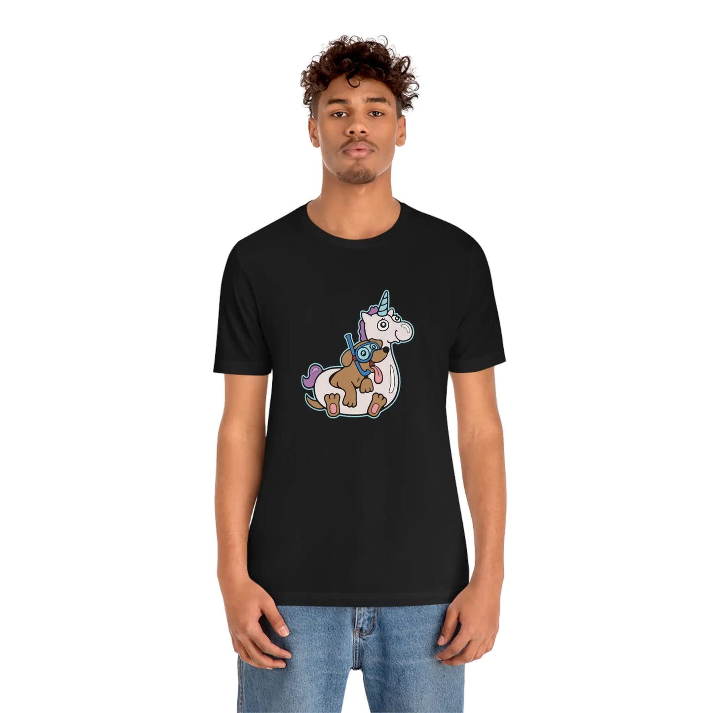 Funny Graphic T- Shirt-Unicorn Floatie Dog