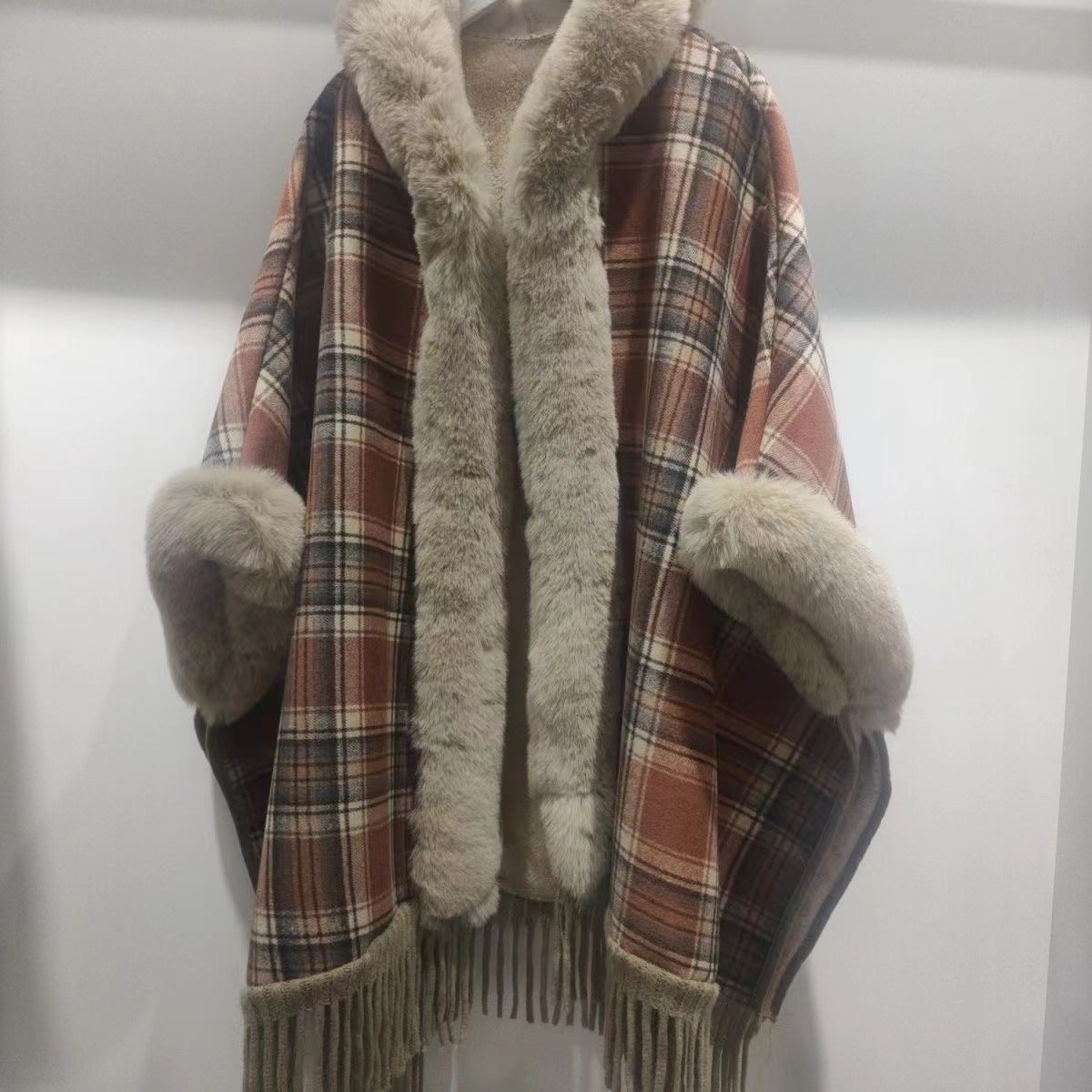 Plaid, Thickened Winter Shawl For Women