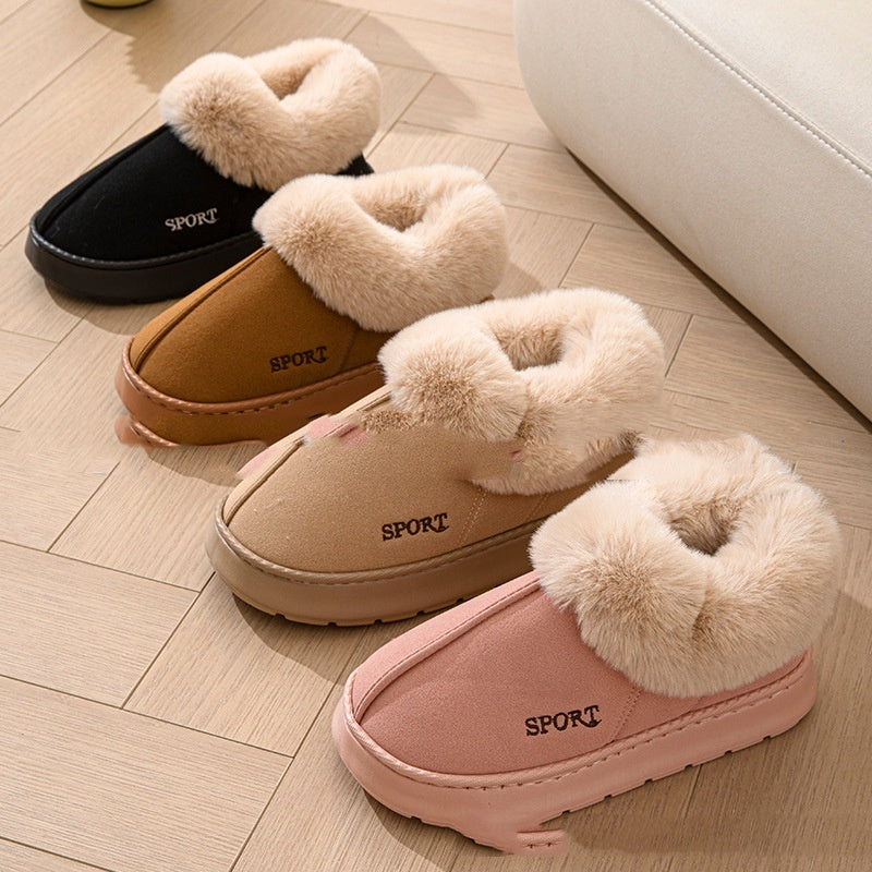Women's Non-Slip Platform Slippers Shoes With Faux Fur Lining
