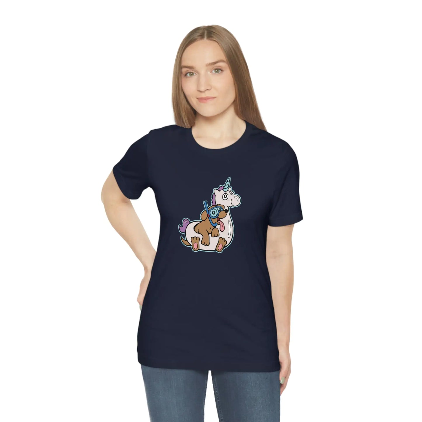 Funny Graphic T- Shirt-Unicorn Floatie Dog
