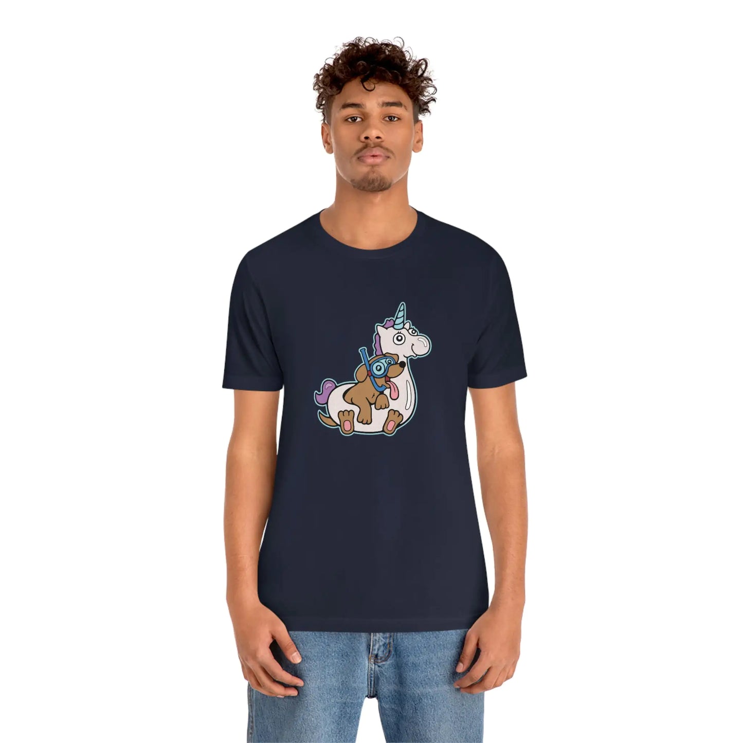 Funny Graphic T- Shirt-Unicorn Floatie Dog