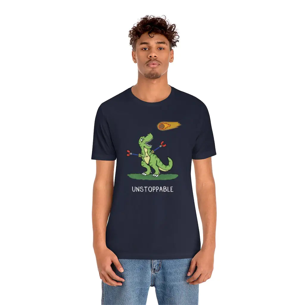 Unstoppable T-rex Funny Animal Graphic Shirt. Unisex Motivational Tee
