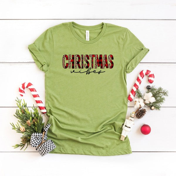 Leopard Plaid Christmas Vibes Short Sleeve Tee