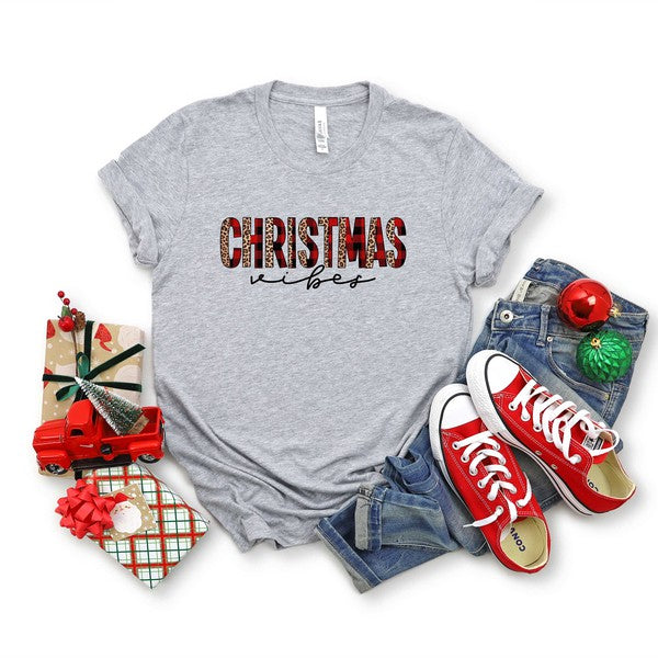 Leopard Plaid Christmas Vibes Short Sleeve Tee