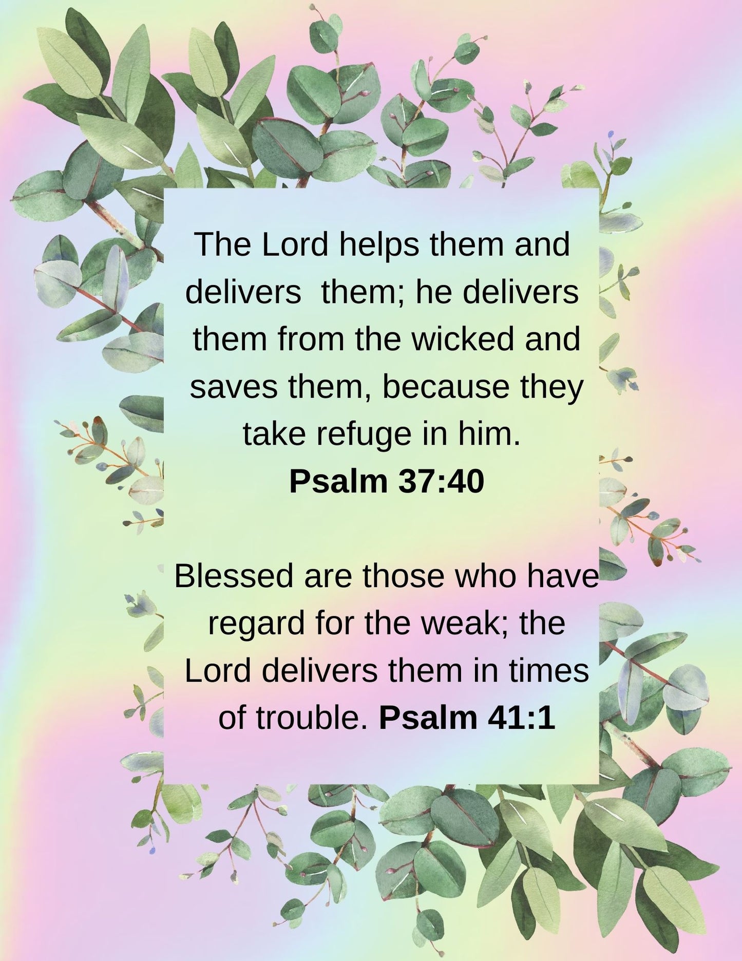 Digital Printable Christian Poster, Faith Inspiration Poster, Download, Safety-Protection-Deliverance Scripture Poster, Letter Size DIY God’s Promise Poster, Free Bible Scriptural Verses Download